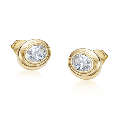 Magic Ellipse Bezel Earring Studs
