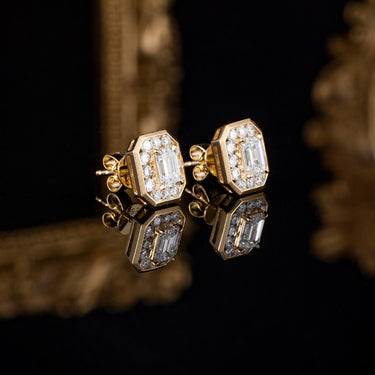 Essential Emerald Halo Bezel Set Earring