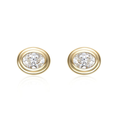 Magic Ellipse Bezel Earring Studs