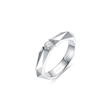 Facet Pulse Thin Band Ring, 1 Stone