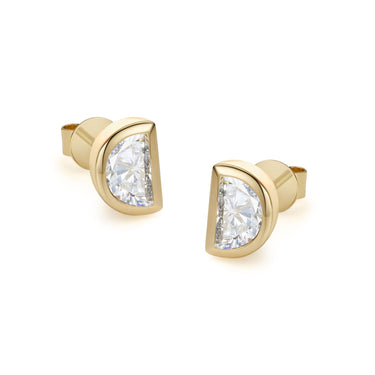 曙光Joy · 半月形培育钻石包镶耳钉