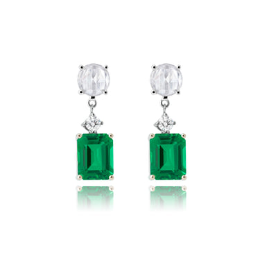 Imperial Emerald Rose-cut Two-Way Earrings