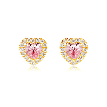 Cherish Heart Pink Sapphire Earring Studs